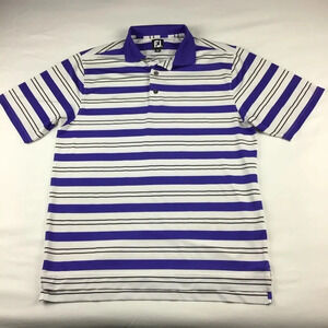 FootJoy Men’s Polo Golf Shirt Purple Striped Short Sleeve Size Medium